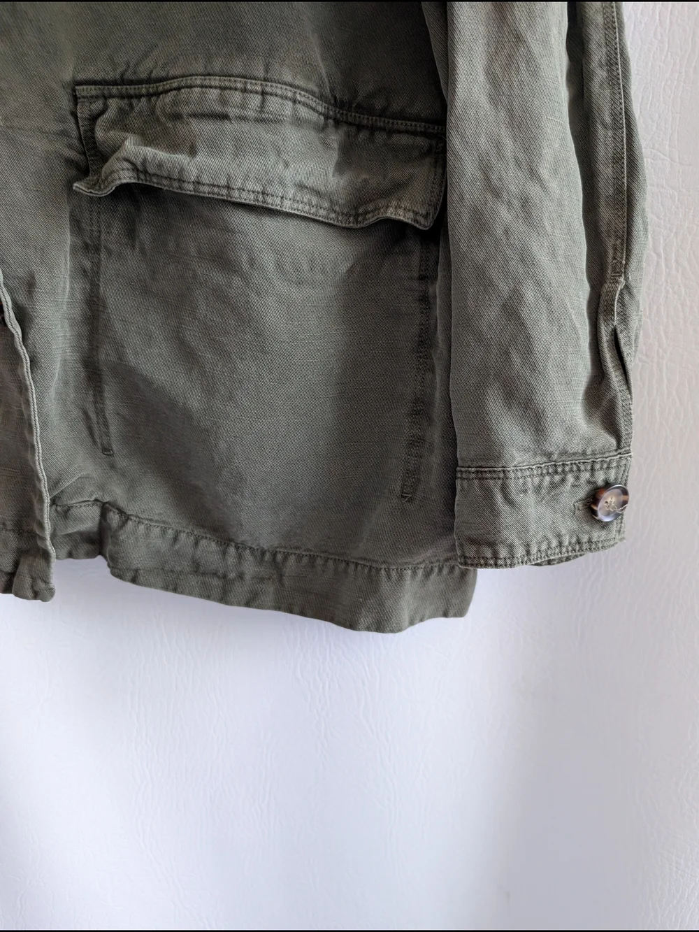 Marine Layer Olive Green Linen Lyocell Utility Field Jacket Chore Coat - L